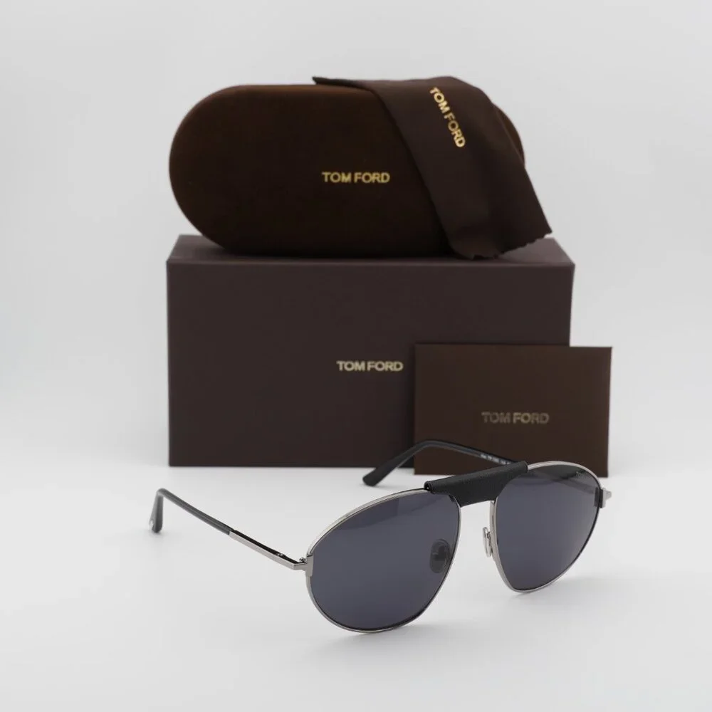Tom Ford Ken FT1095 14A Aviator Sunglasses - Ruthenium/Smoke